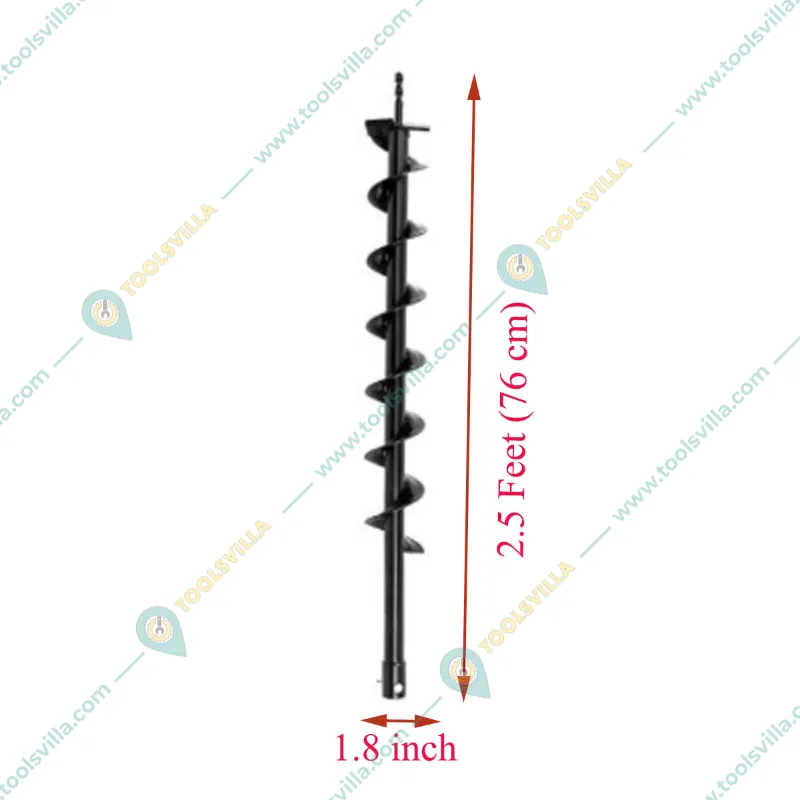 GRAMSTRONG Premium Quality Single Spiral 1.8 inch, 2.5 feet Petrol Earth Auger Bit / Post Hole Digger