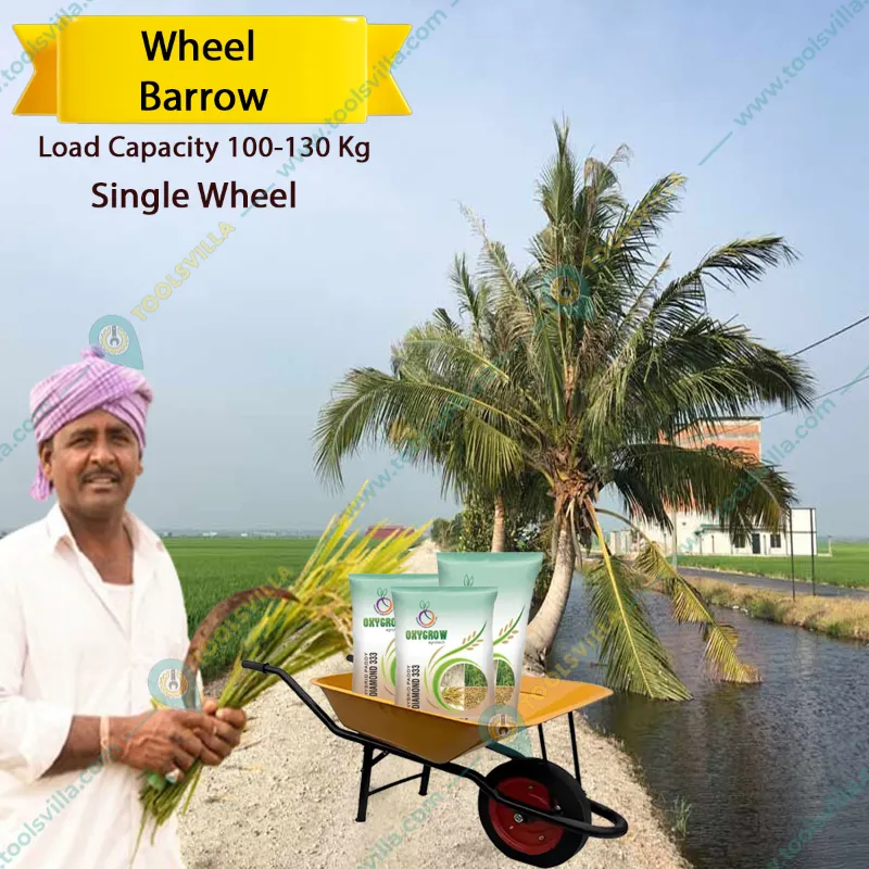 Heavy Duty 100-130 Kg Load Capacity, Yellow Single Wheel Barrow (SWB-2)