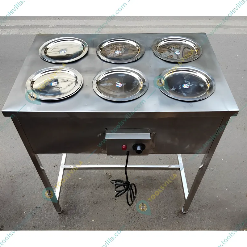 Heavy Duty 6 Pot Electric Bain Marie  For Buffet Purpose 3kW, SS Body, Single Phase