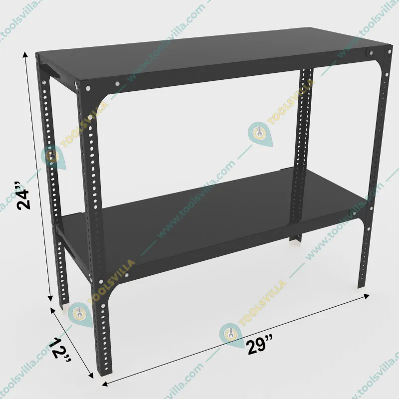 FIDVI® 12D X 29L X 24H Inch 2 Shelves Powder Coated Slotted Angle Metal Rack With Accessories ( SR-505 ) 
