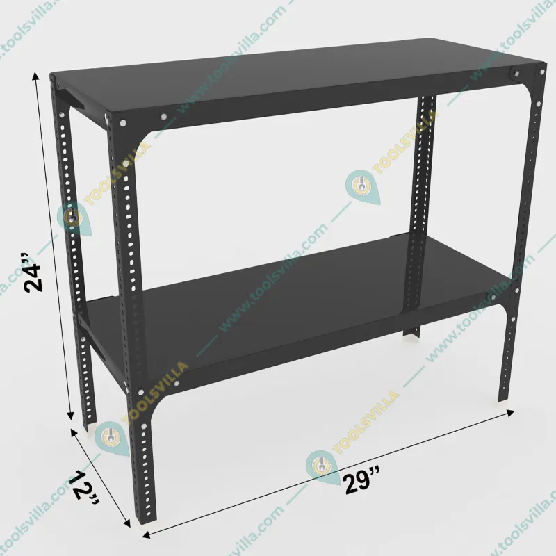 FIDVI® 12D X 23L X 24H Inch 2 Shelves Powder Coated Slotted Angle Metal Rack With Accessories ( SR-504 )