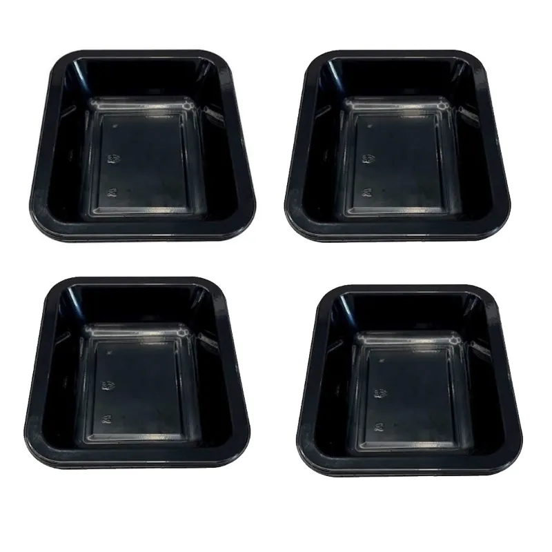 Reusable 140*190*25mm Black Rectangular Food Container 