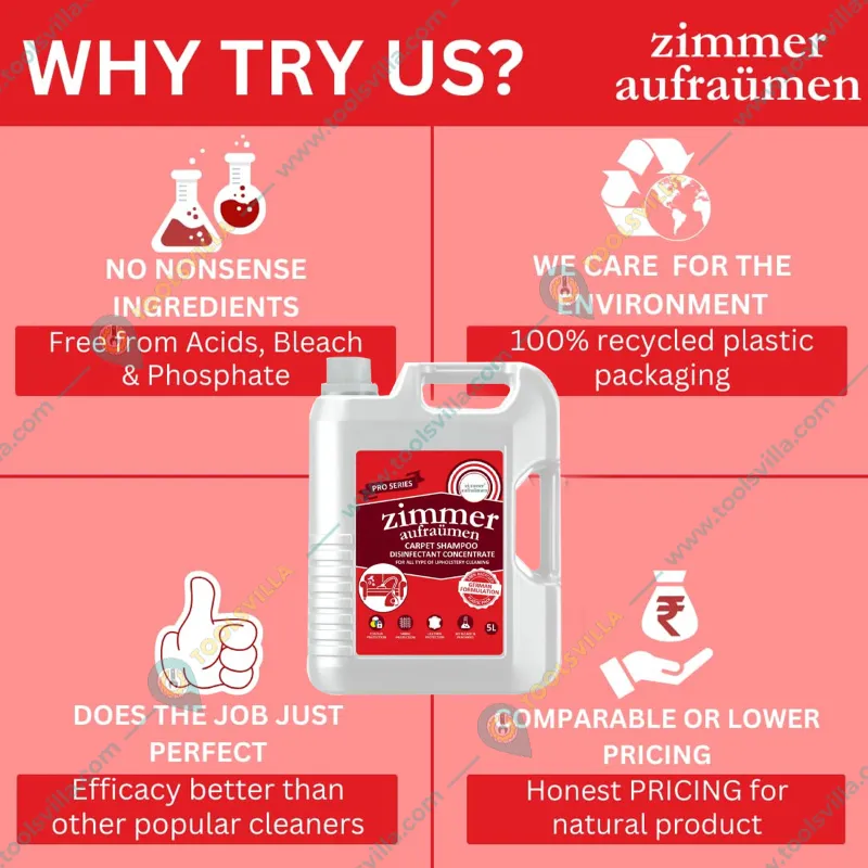 Zimmer Aufraumen Pro 5 Liters Sofa, Carpet, Upholstery Cleaning Shampoo & Liquid