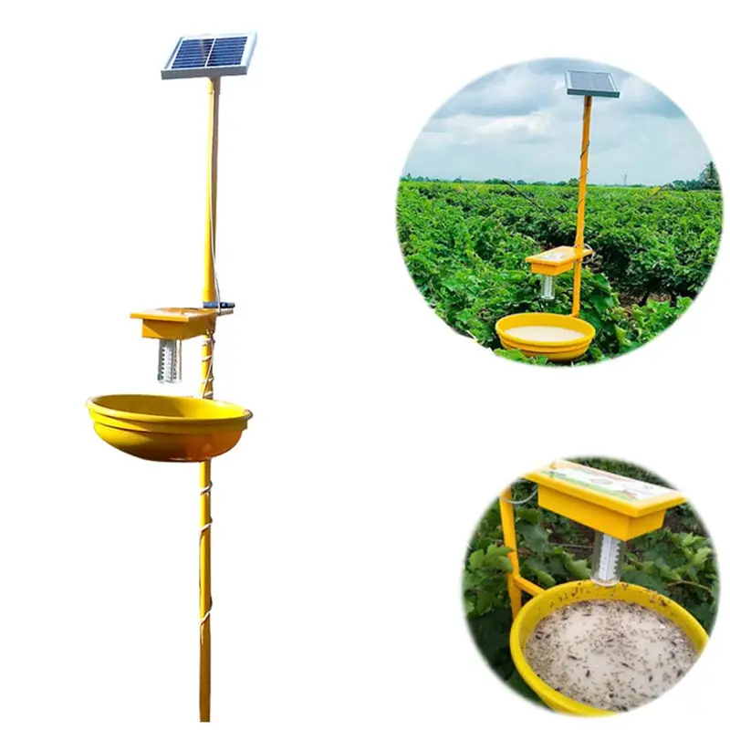 Solar Insect Light Trap with 5 Watt Solar Panel, 3 Watt Light, 4400 mAh Battery and 5 feet Pole