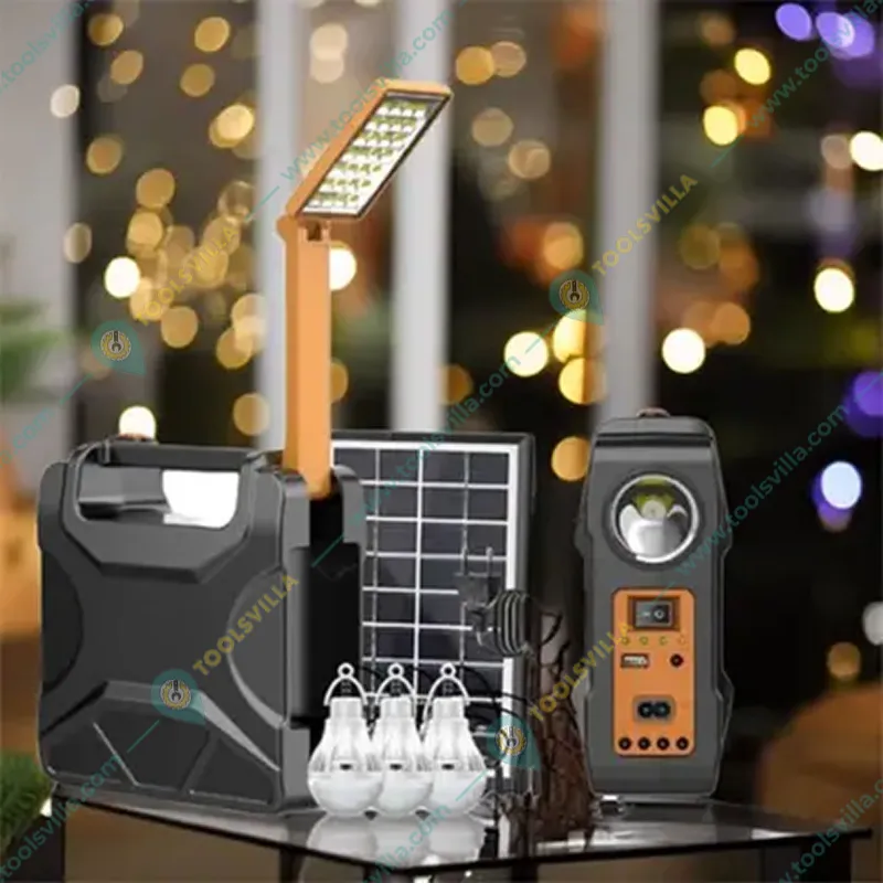 Gramstrong Solar Portable Inverter Kit with USB Cable, Torch, and 3 LED Bulbs for Phone Charging, Home, Camping, and Outdoor Adventures