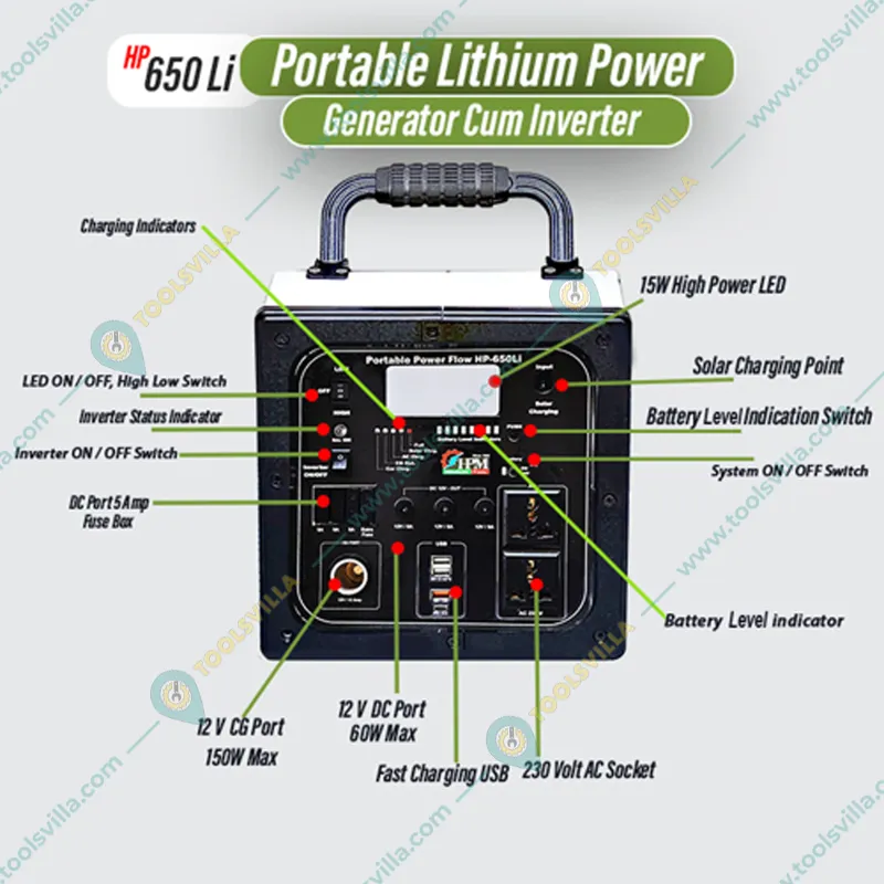 HPM 400VA Solar Inverter With In-built Lithium Battery (HP-650Li),1 Year Warranty.