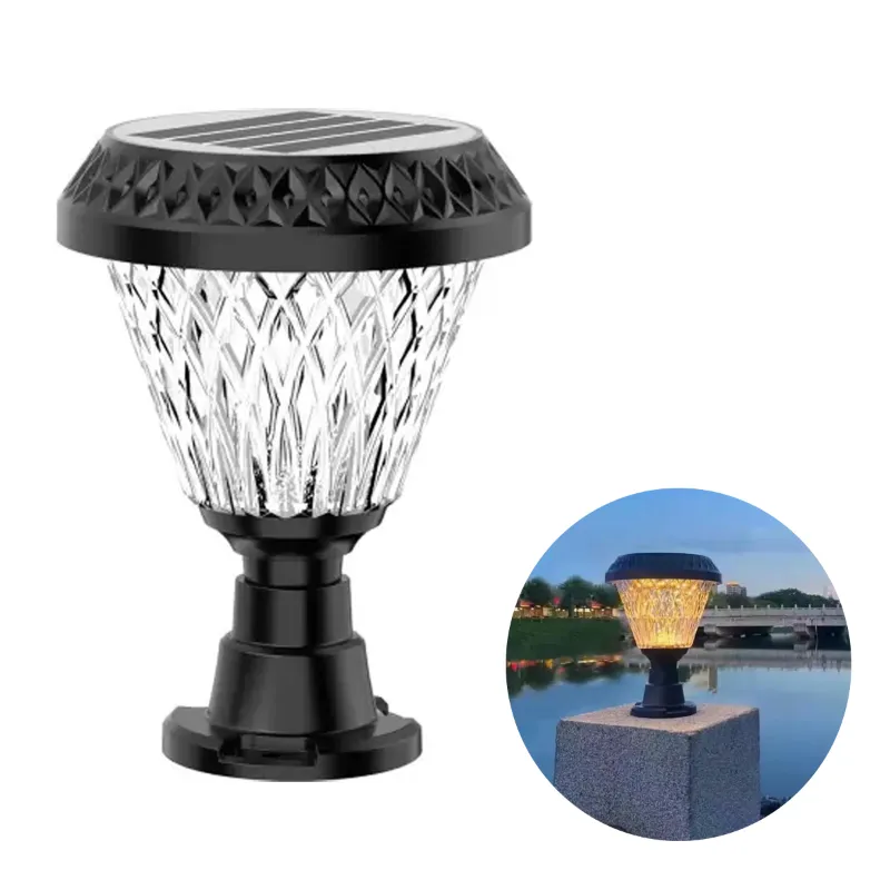 Solar Medium Pillar Post Gate Light with 7 Color LED and Round Base for Outdoor Use Makes It an Ideal Choice For Outdoor Illumination