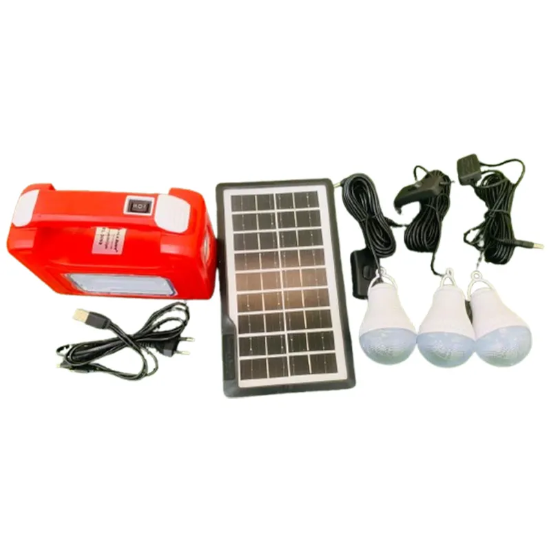 Gramstrong Solar Mini Inverter Emergency Light with 9V Solar Panel, 6V Battery, 3 x 6 W Bulbs and Cables for Home and Outdoor Use