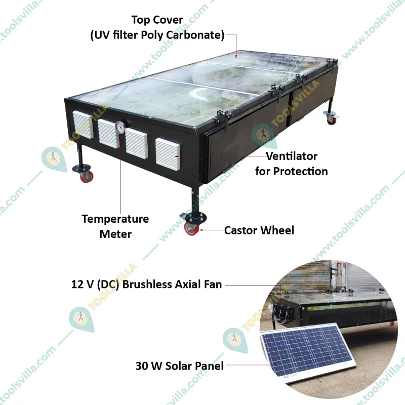 RUDRA Rustproof, 8 Tray, Cabinet-Type Solar Dryer with 20kg-30kg Loading Capacity With 1 year Warranty | Used to Remove Moisture from Edibles