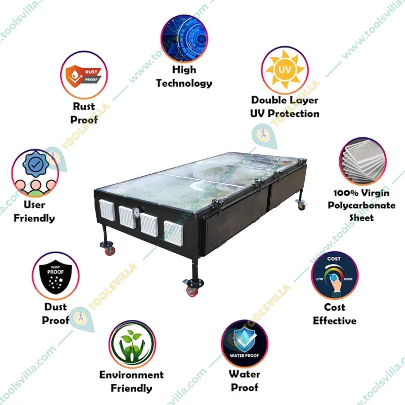 RUDRA Rustproof, 8 Tray, Cabinet-Type Solar Dryer with 20kg-30kg Loading Capacity With 1 year Warranty | Used to Remove Moisture from Edibles