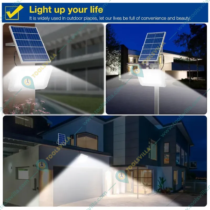 Solar Light Outdoor 60 W Led Waterproof Wall Mount Flood Light of 140 LEDs, Panel, Battery and Remote