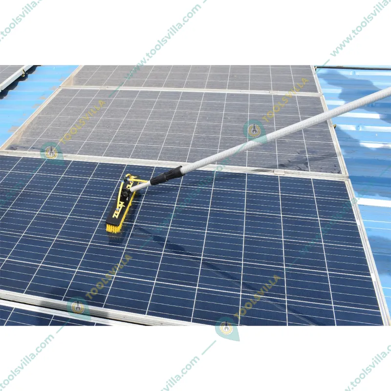 Zoom Solar 4 Meter Solar Panel Cleaning Brush With 8 mm PU Pipe(5 Meter) & 4 Meter Telescopic Pipe