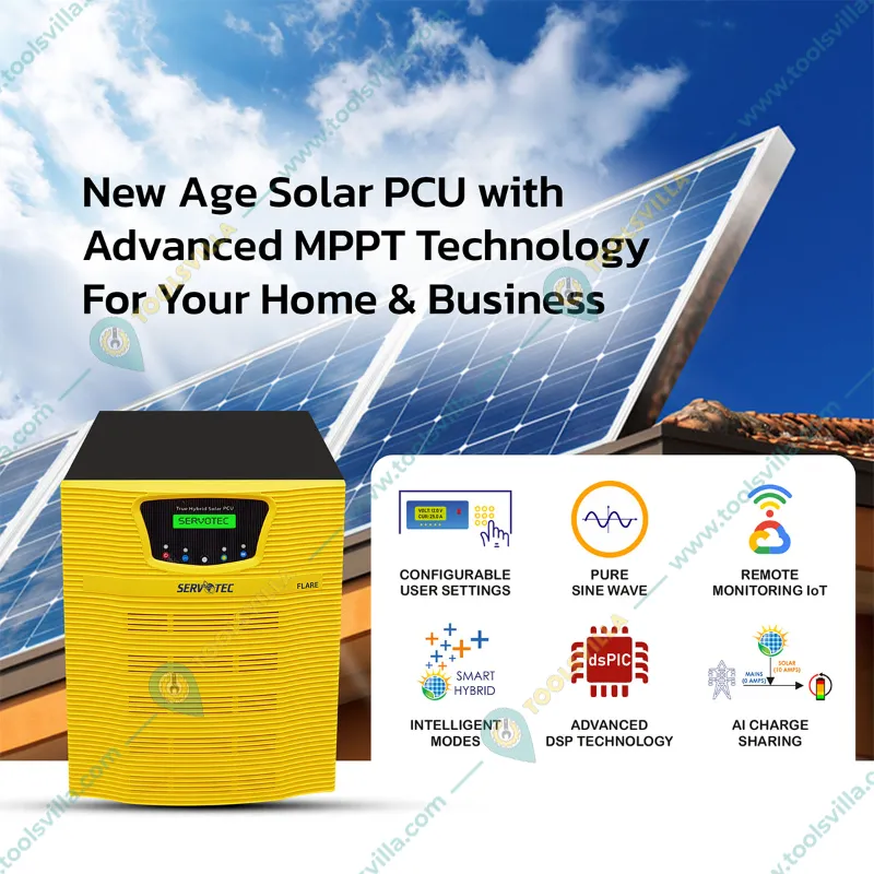 Servotech 7.5KVA 96V Flare Series 8596 MPPT Off-Grid Pure Sinewave Intelligent Solar Inverter with Dual Technology Support