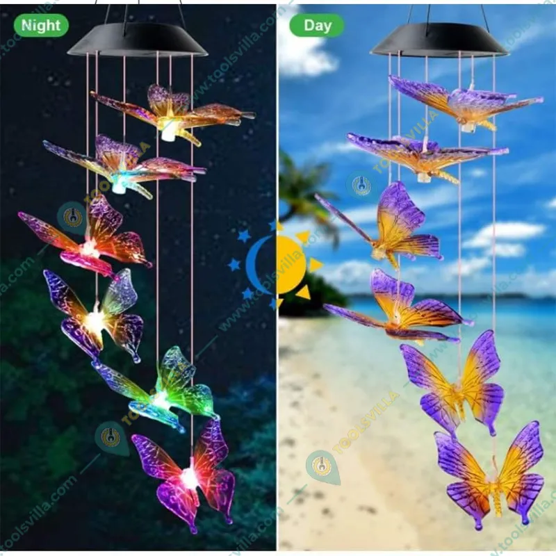 GIGAWATTS GW-515 Solar Wind Chimes with 2V Panel 600mAh Ni-MH Battery for Outdoor, Decoration, Walkway & Backyard (RGB)