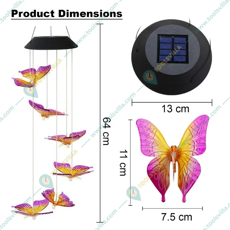 GIGAWATTS GW-515 Solar Wind Chimes with 2V Panel 600mAh Ni-MH Battery for Outdoor, Decoration, Walkway & Backyard (RGB)
