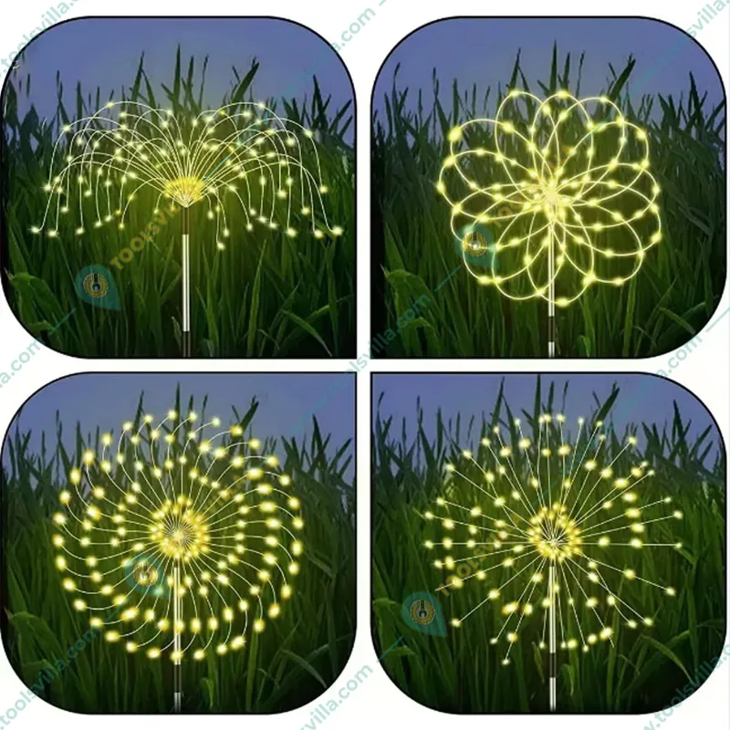GIGAWATTS GW-508 120 LED Solar Firework Light with 2V Panel 8 Mode 600mAh Ni-MH Battery String Lamp for Patio, Lawn & Yard