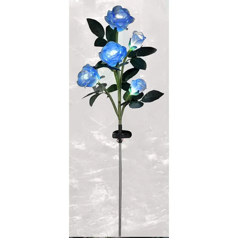 GIGAWATTS GW-923 Solar Rose Lights 2V Panel Outdoor 5 LED 5 Flower Garden Stake Lamp for Patio, Yard, Pathway Decoration
