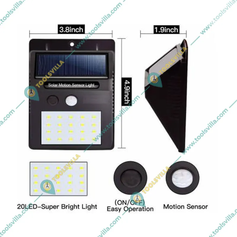 Gramstrong 20 LED Motion Sensor Wall Light with Waterproof Protection Solar Spotlight for Outdoor Use