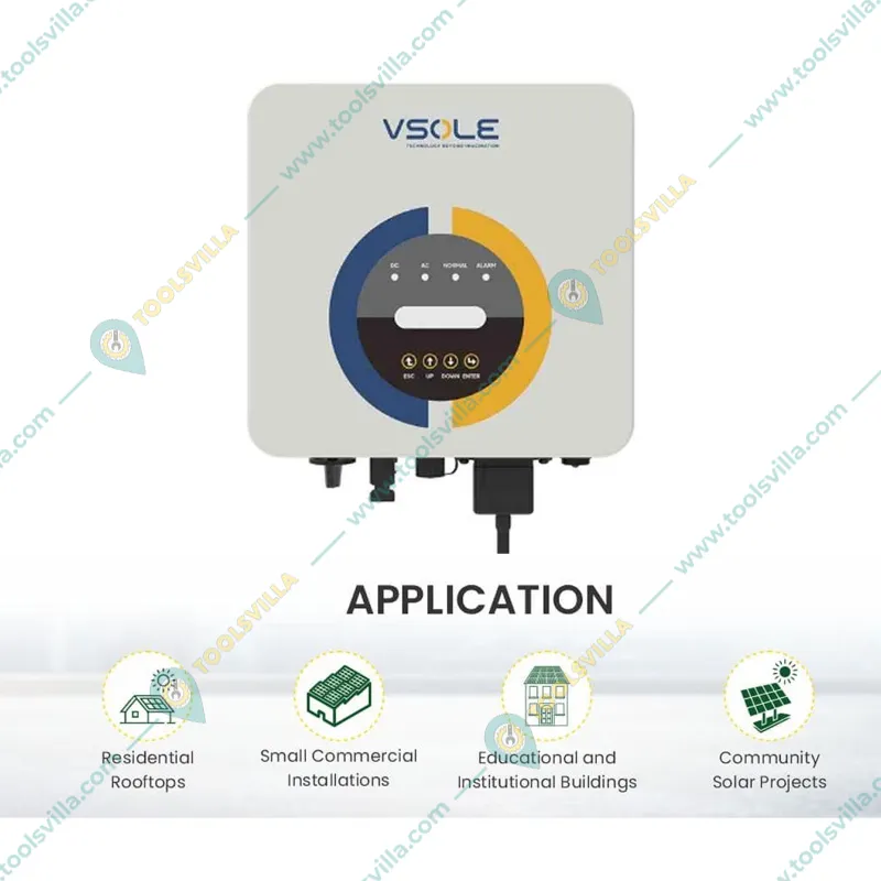 Vsole 4kW Single Phase MPPT Grid Tie Inverter With 10 Years Warranty for Residential and Commercial Solar Panel Systems