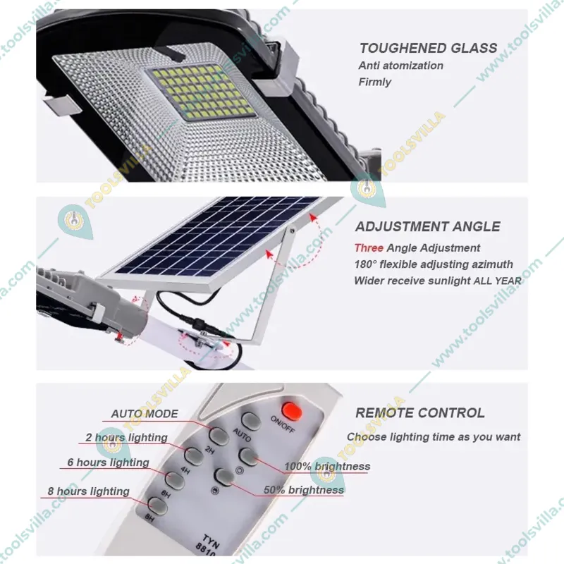 Gramstrong Solar Street Light 120W, 140 LEDs Waterproof Street Light with Solar Panel for Garden and Farm House with Remote