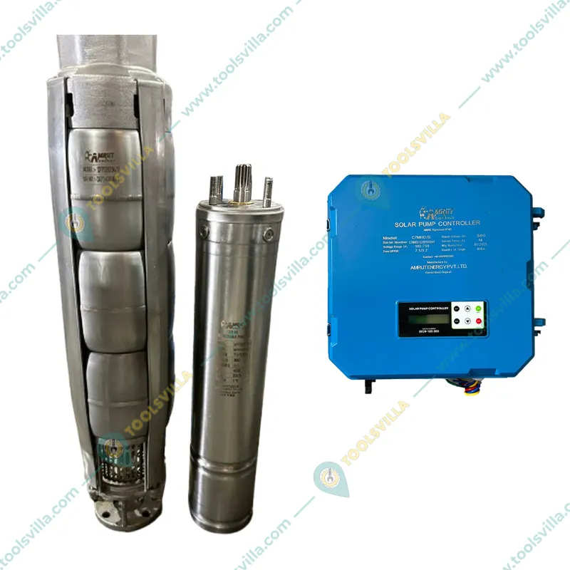 Amrut 7.5HP 30m Oil Filled Solar Submersible Pump With Controller & 545W Monocrystalline Solar Panel (1 Year Warranty)