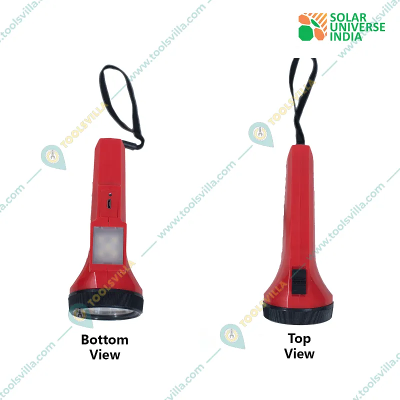 Solar Universe India Rechargeable Solar LED Torch with Inbuilt Li-ON Battery of 2 Light Modes With 2 W Solar Panel Versatile Lighting Solution Designed for Outdoor Use