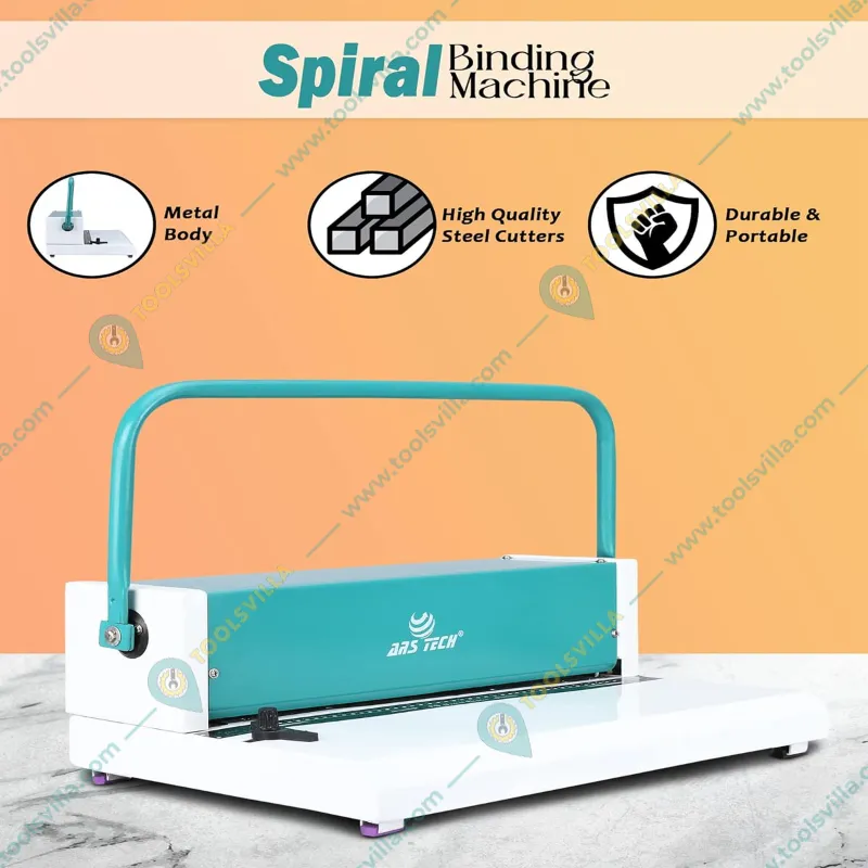 Ars Tech Full Scape Spiral Binder Machine, 15 Sheet & 45 Round Holes and 2 Pvc Cover At a Time