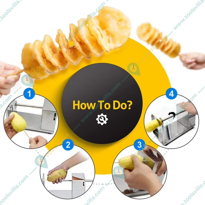 Hand Operated Spiral Potato Cutter Machine, Stainless Steel Body