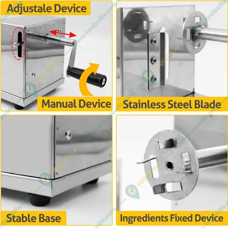 Hand Operated Spiral Potato Cutter Machine, Stainless Steel Body