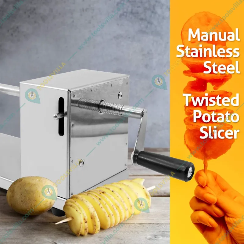 Hand Operated Spiral Potato Cutter Machine, Stainless Steel Body