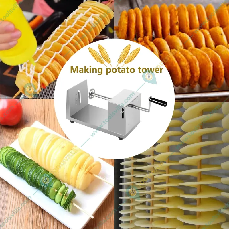 Hand Operated Spiral Potato Cutter Machine, Stainless Steel Body