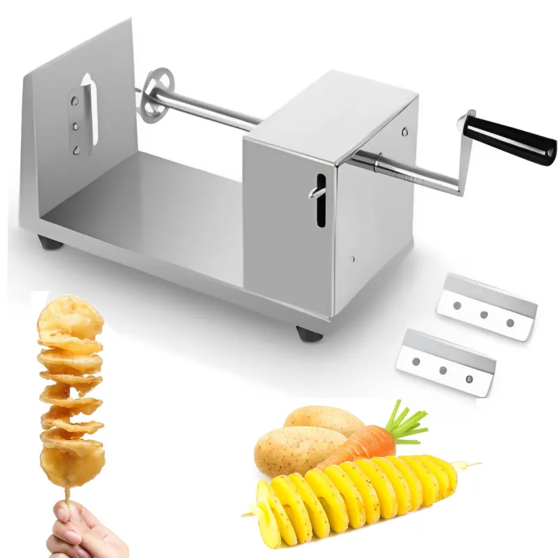 Hand Operated Spiral Potato Cutter Machine, Stainless Steel Body