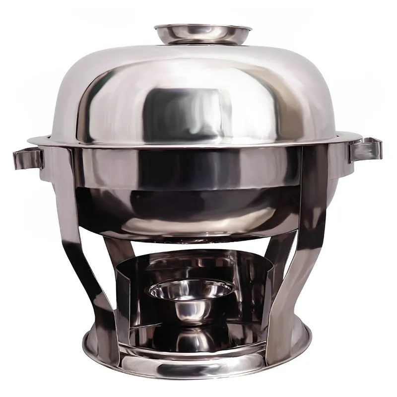 Premium Quality Stainless Steel Round Buffet Food Warmer, 7.5 Liter Capacity