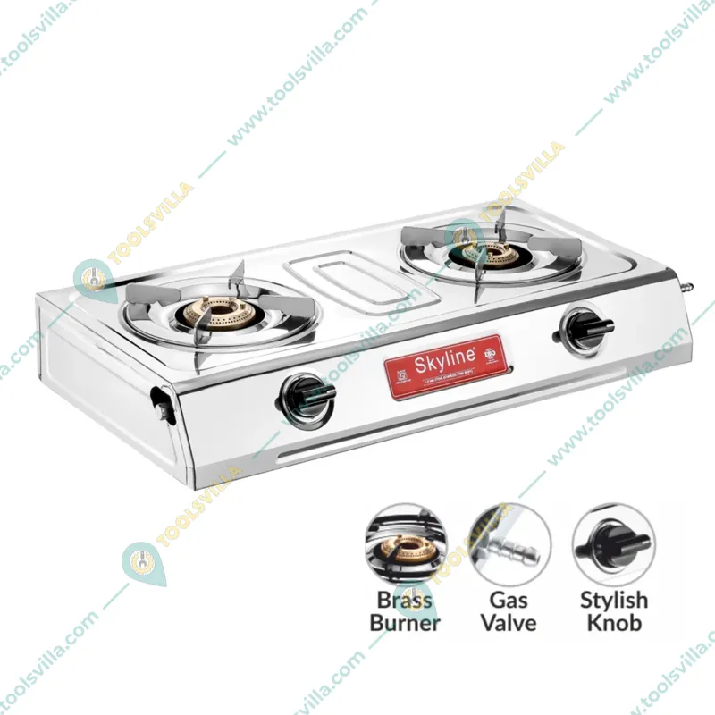 Skyline SS SHINE 2 Burner VTL-2113 SS Gas Stove with 1 Year Warranty