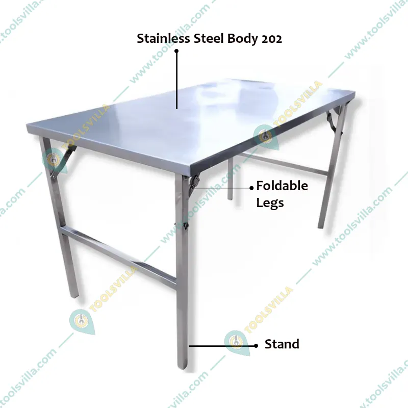 Generic Made in India Lifetime Heavy Duty Stainless Steel Folding Table for Multipurpose Uses