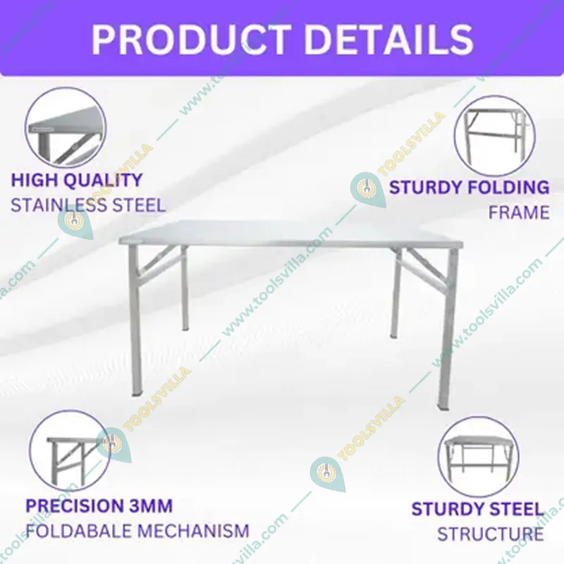 Lifetime Heavy Duty 46x27x28 inch Stainless Steel Rectangle Folding Table for Multipurpose Uses (Glossy, Pre-assembled)