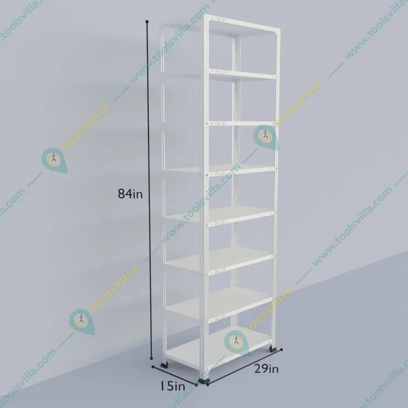 Alija 84 x 28 x 15 Inch 8 Shelves Multipurpose Storage Rack With Accessories ( Colour- Ivory )(Gauge-22 Gauge)