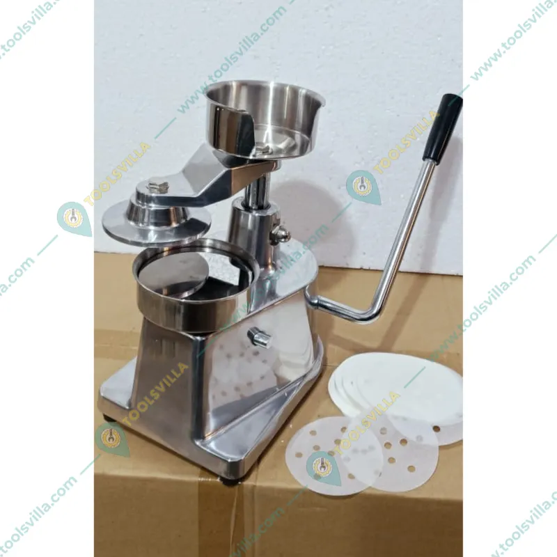 SS Manual Aalu Tikki Maker / Hamburger Patty Maker Machine With Free 100 Pcs of Patty Paper