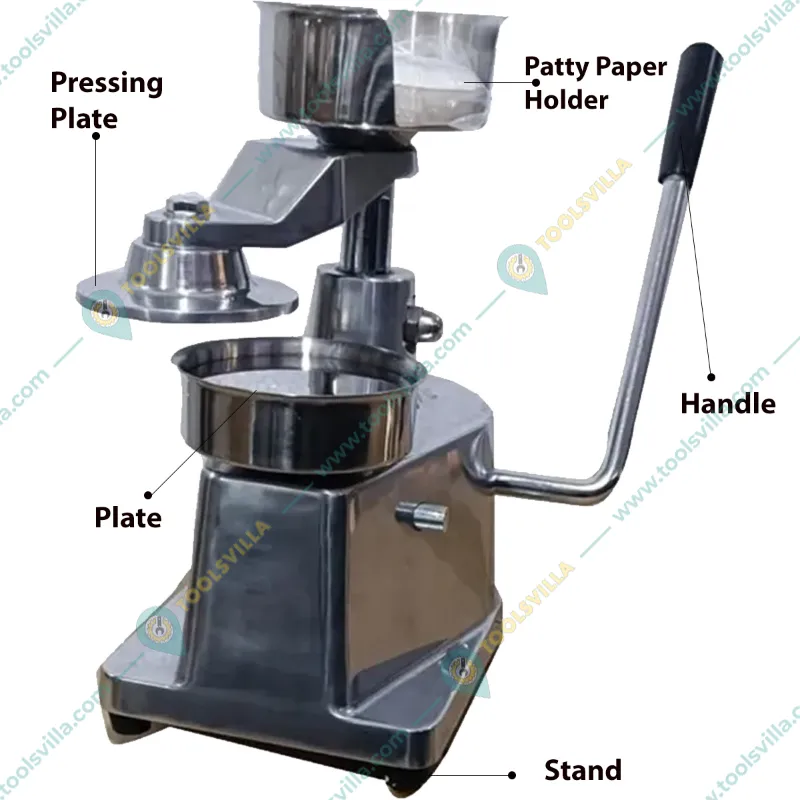 SS Manual Aalu Tikki Maker / Hamburger Patty Maker Machine With Free 100 Pcs of Patty Paper