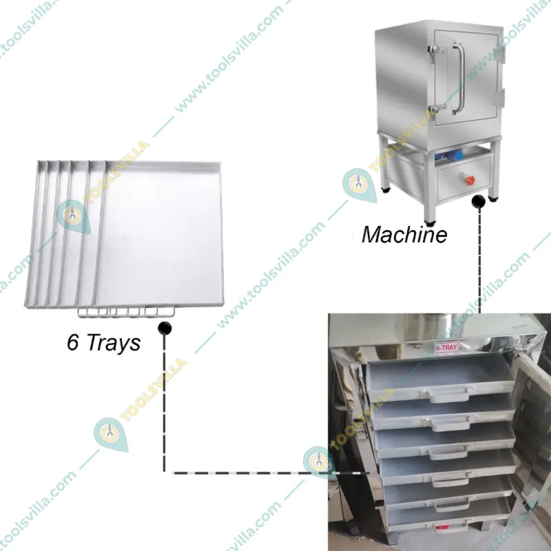 Heavy Duty 6 Tray Stainless Steel Gas Operated Nylon Khaman Machine
