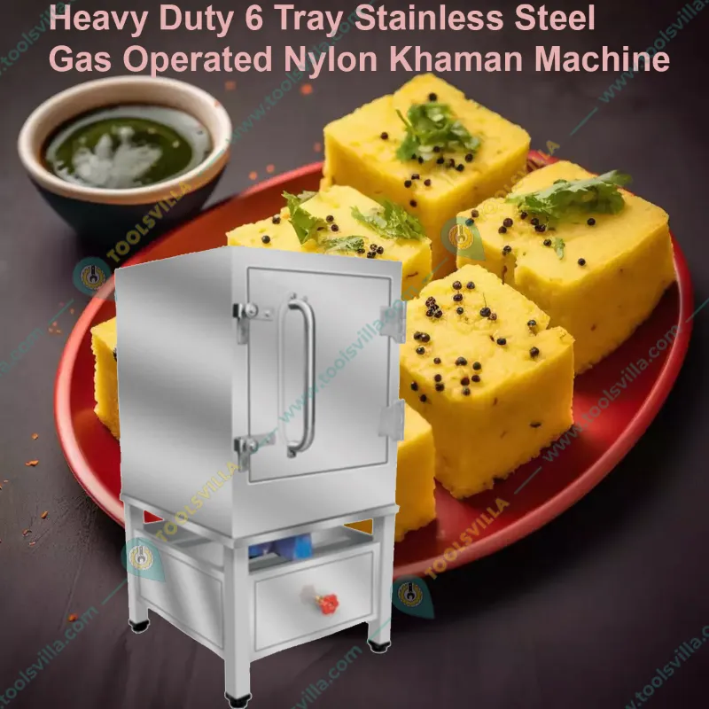 Heavy Duty 6 Tray Stainless Steel Gas Operated Nylon Khaman Machine