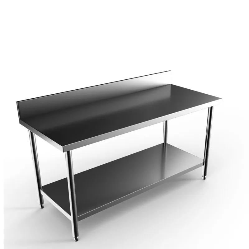 SS 72x24x34 Inches Multipurpose Rectangular Work Table with Under Shelf and 4 inch Backsplash