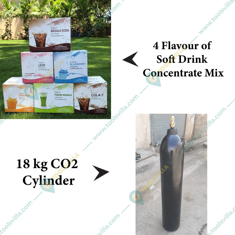 Commercial 4 Flavour Stand Type SS 304 Soda Vending Machine with Cylinder and set of soft drink concentrate mix