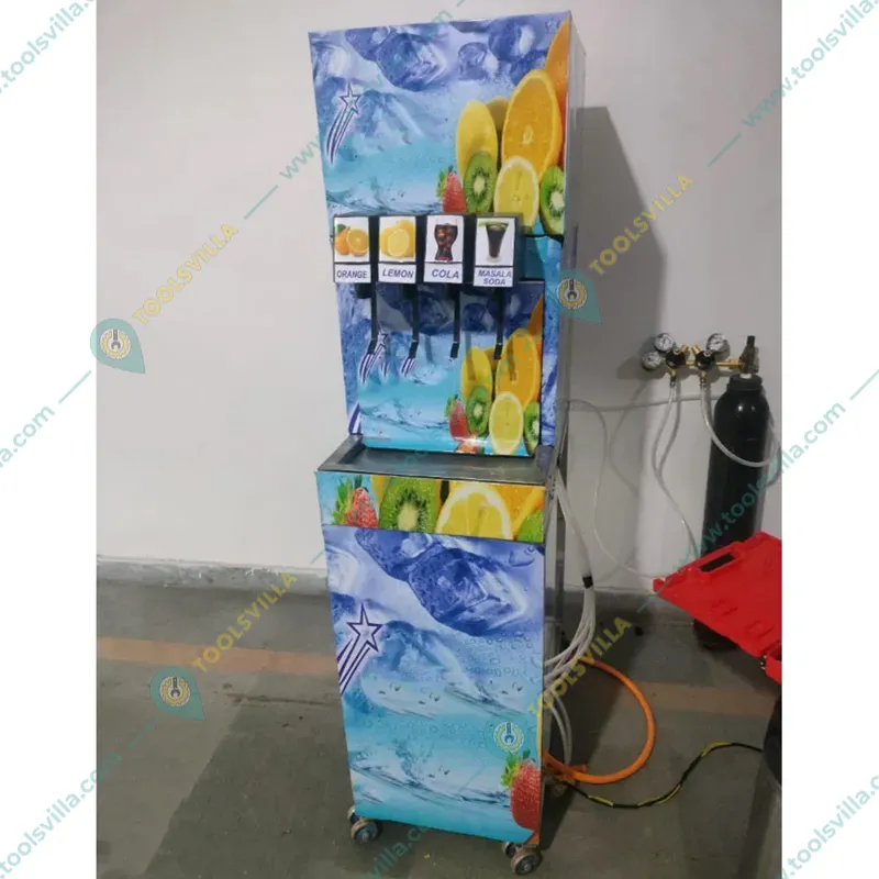 Commercial 4 Flavour Stand Type SS 304 Soda Vending Machine with Cylinder and set of soft drink concentrate mix