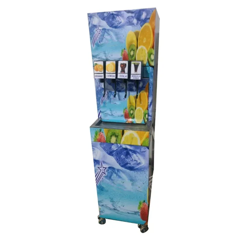 Commercial 4 Flavour Stand Type SS 304 Soda Vending Machine with Cylinder and set of soft drink concentrate mix