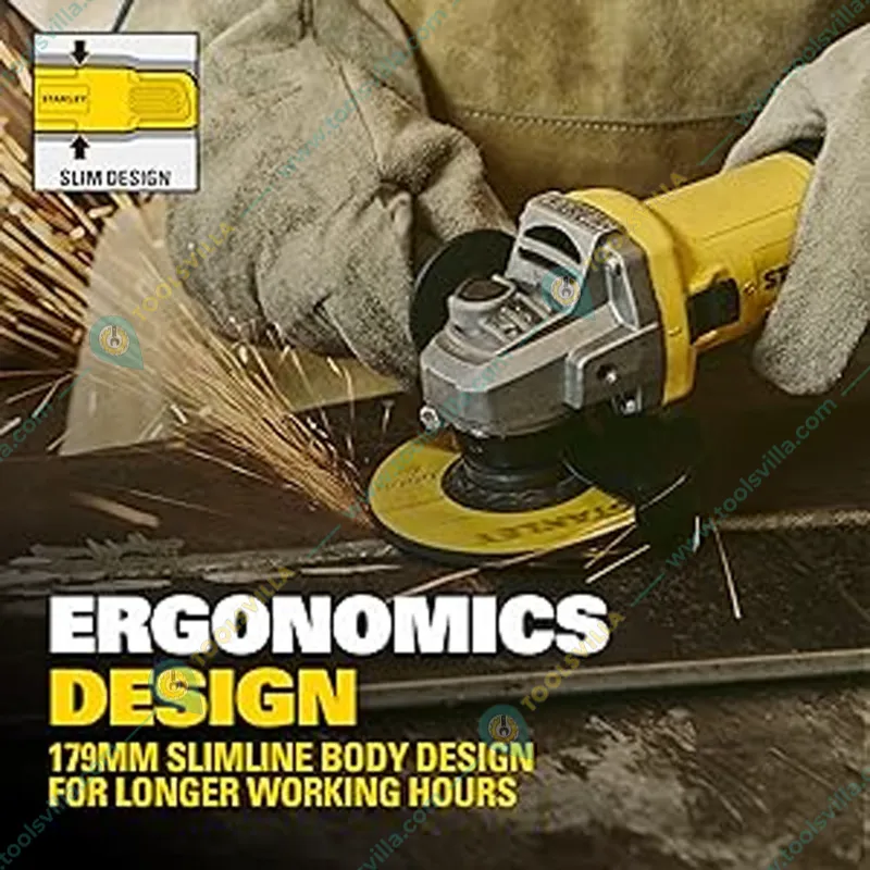 Stanley 100 mm 900 Watt Angle Grinder with Accessories, 12000 RPM (STGS9100)