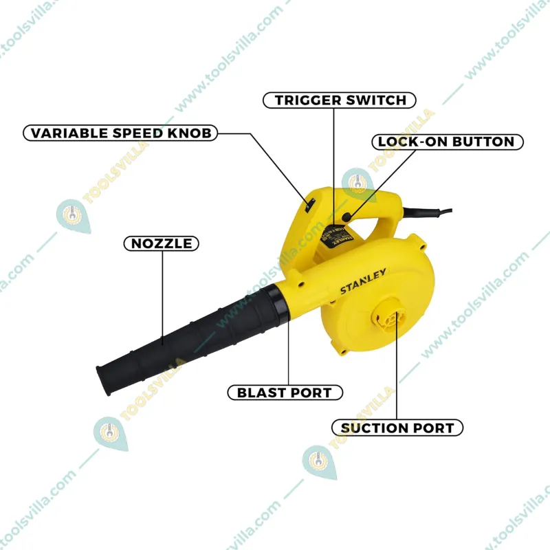 Stanley 600 Watt Variable Speed Blower or Air Blower with Accessories, 16000 RPM (STPT600) 