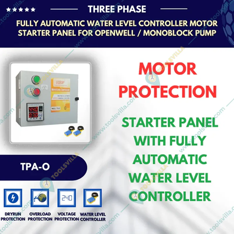 Vukar 7.5Hp 3Ph Fully Automatic Openwell / Monoblock Starter Panel with Float Switch (TPA-O) - 3 Months Warranty