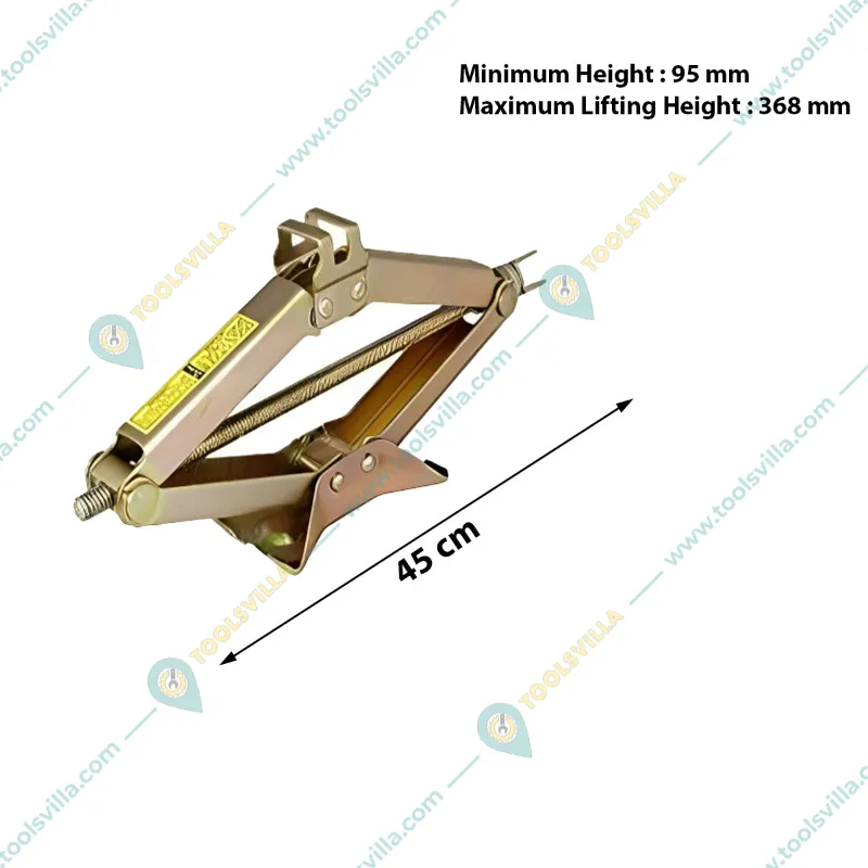 3 Ton Heavy Steel Scissor Jack with handle for Hatchback Cars, Auto Rickshaws, SUVs - 368 mm Maximum Lifting Height