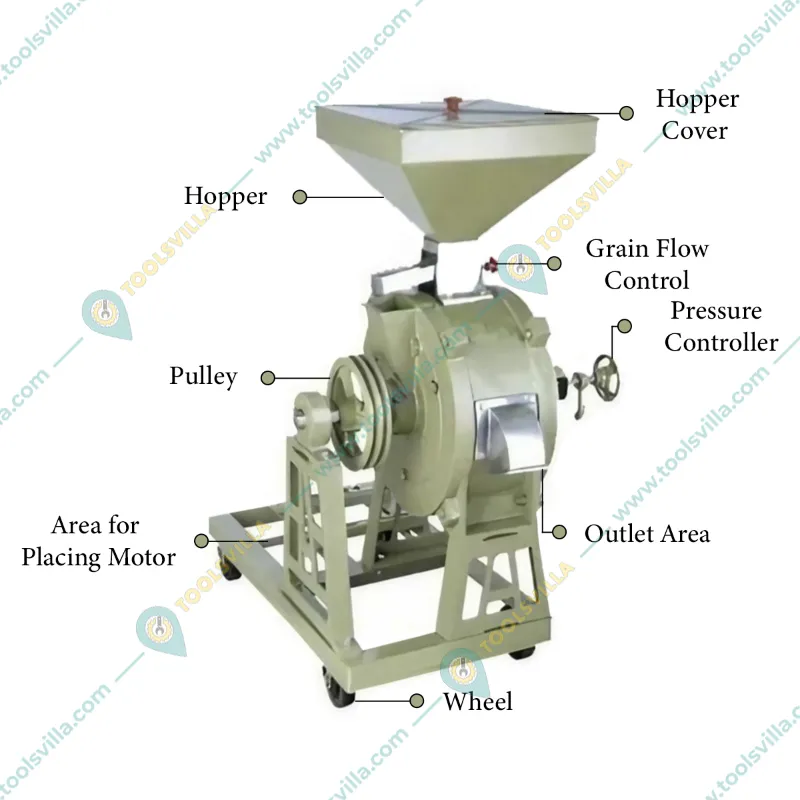 Commercial 14" (350 mm) Vertical Stone Flour Mill/Atta Chakki 35kg/hr Without Motor